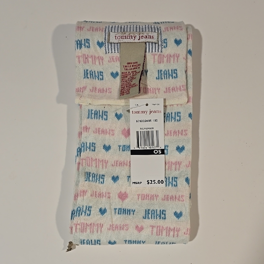 Tommy Hilfiger White and Blue Scarf